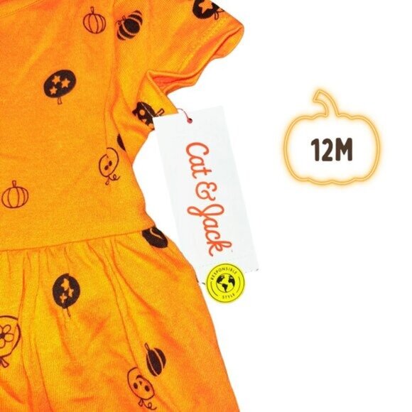 🎃 NWT Cat & Jack 12M Pumpkin Dress - Picture 4 of 15